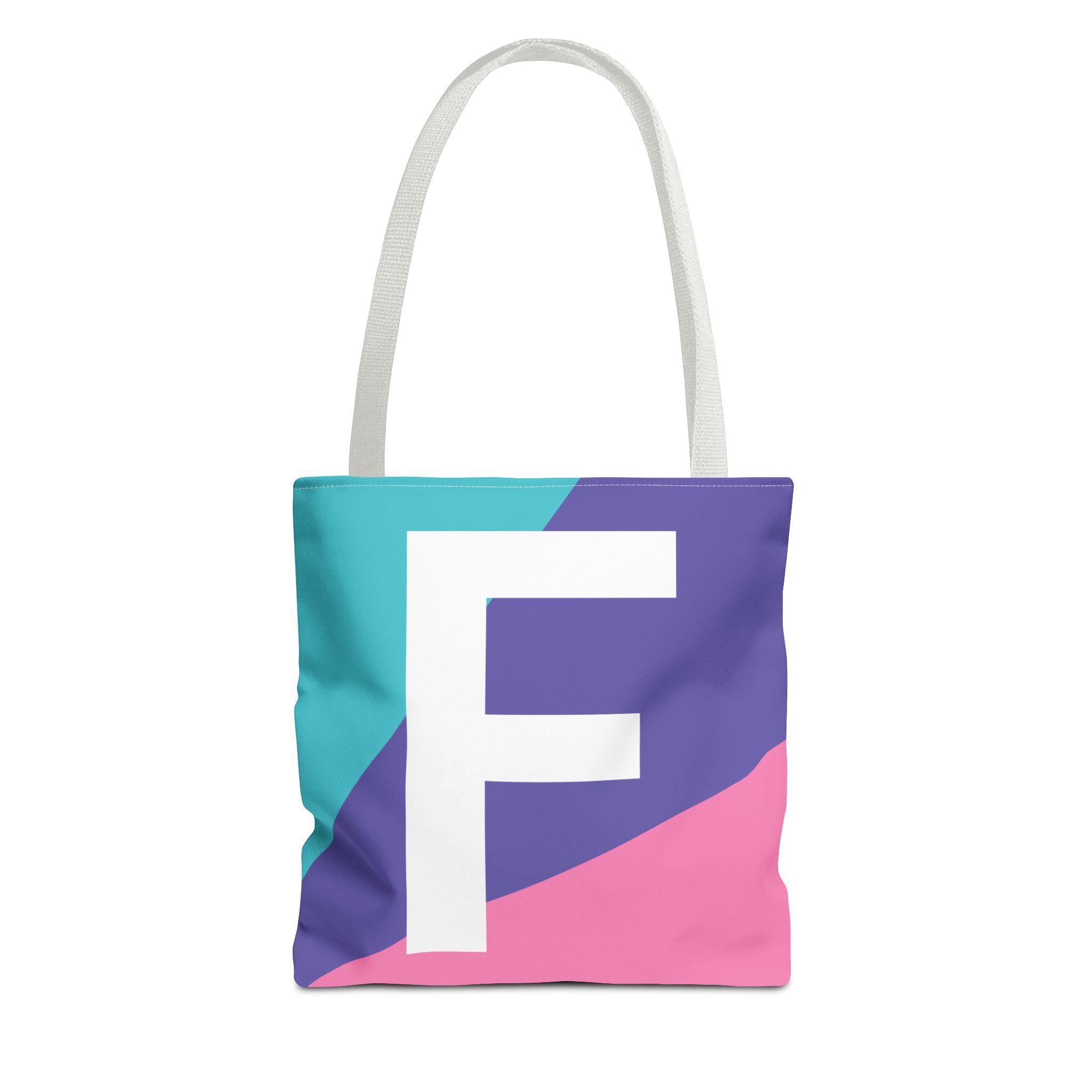 Monogram 'F' Colorblock Tote Bag — Personalized Initial F Shoulder Tote