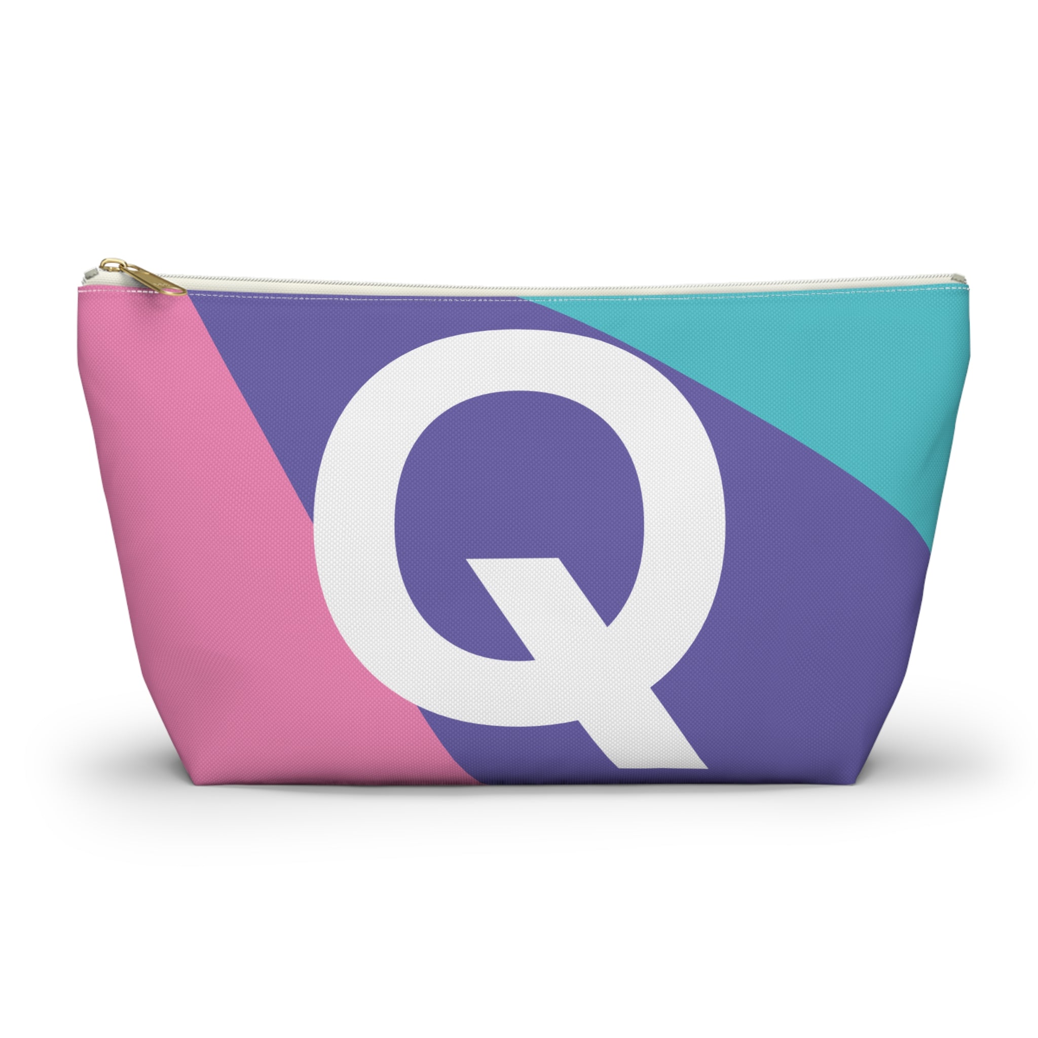 Initials Colorblock Accessory Pouch — Monogram Q T-Bottom Cosmetic Bag