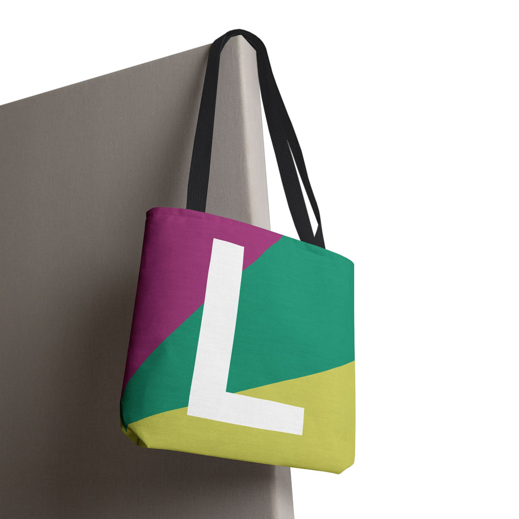 Monogram 'L' Colorblock Tote Bag — Personalized Initial L Shoulder Tote