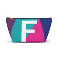 Initials Colorblock Accessory Pouch — Monogram F T-Bottom Cosmetic Bag