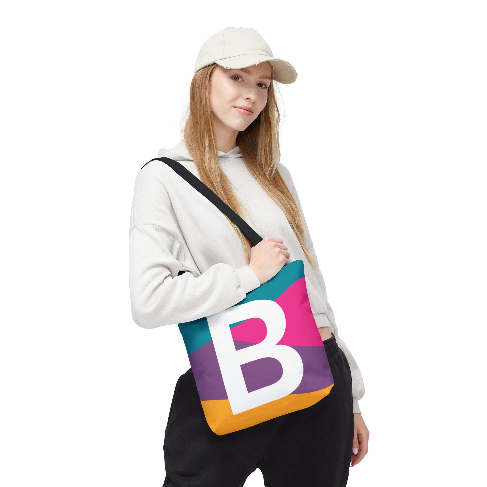 Monogram 'B' Colorblock Tote Bag — Personalized Initial A Shoulder Tote