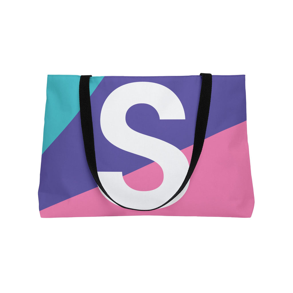 Personalized 'S' Colorblock Tote Bag — Monogram Weekender Tote