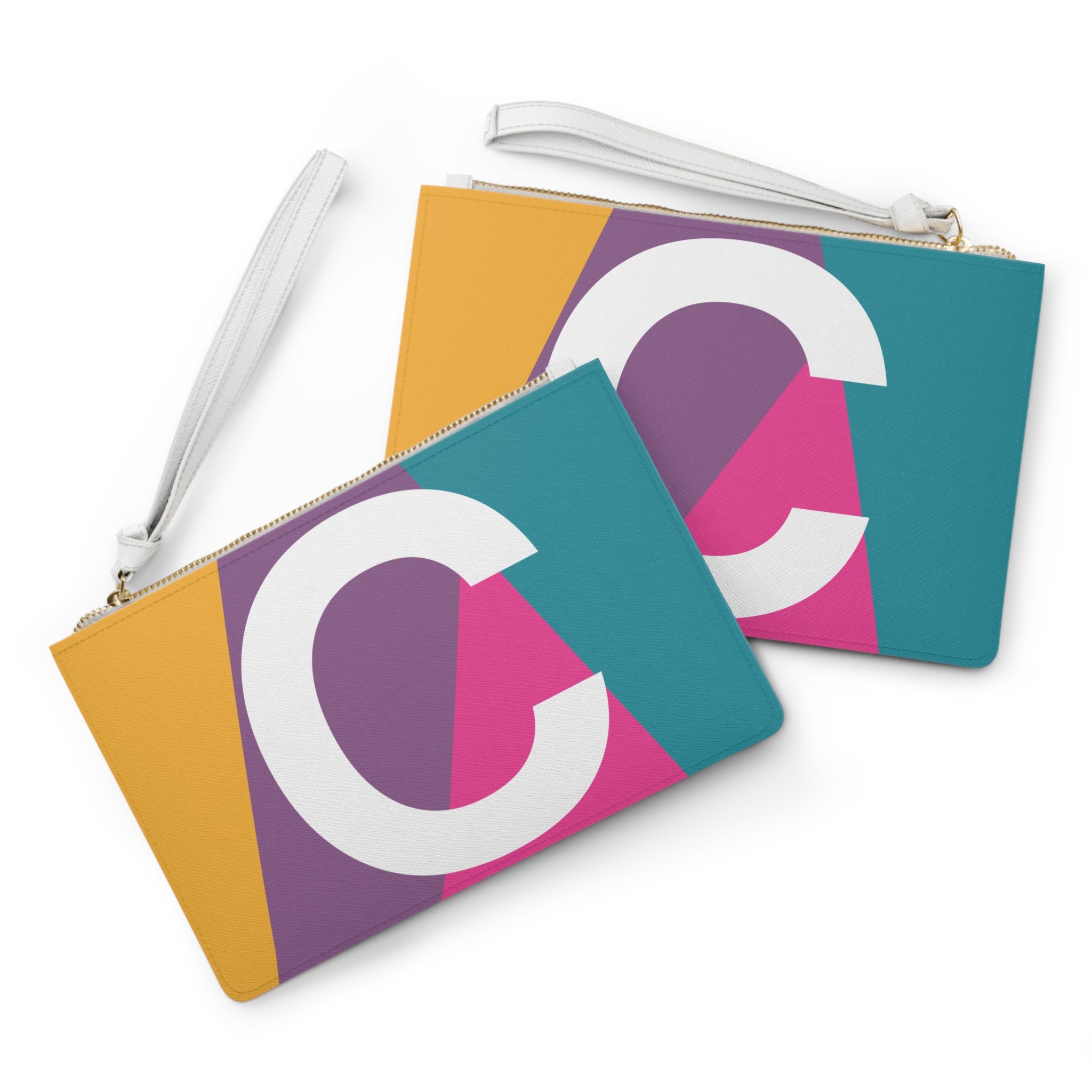 Monogram 'C' Colorblock Clutch Bag — Bold Geometric Wristlet for Everyday & Gifts