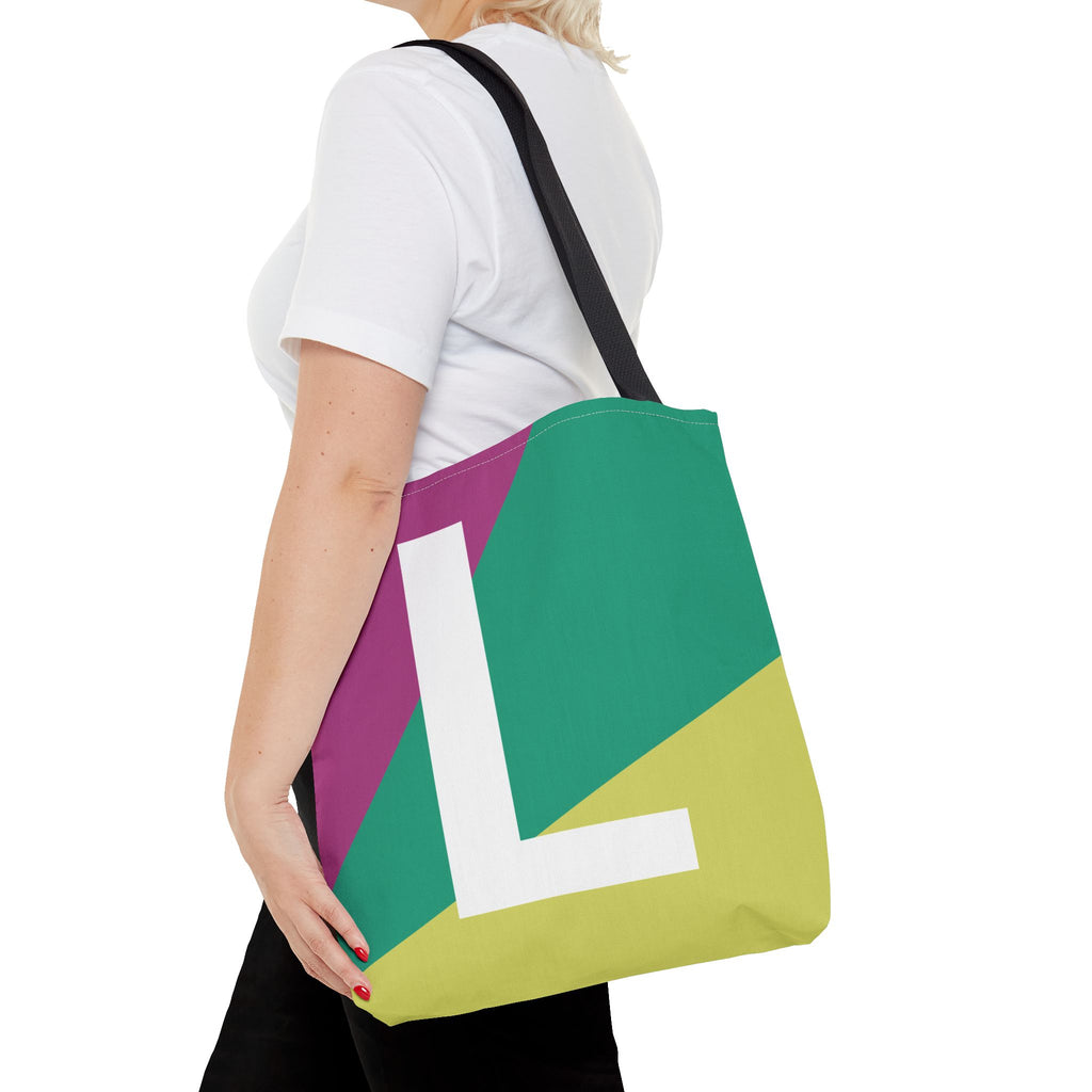 Monogram 'L' Colorblock Tote Bag — Personalized Initial L Shoulder Tote