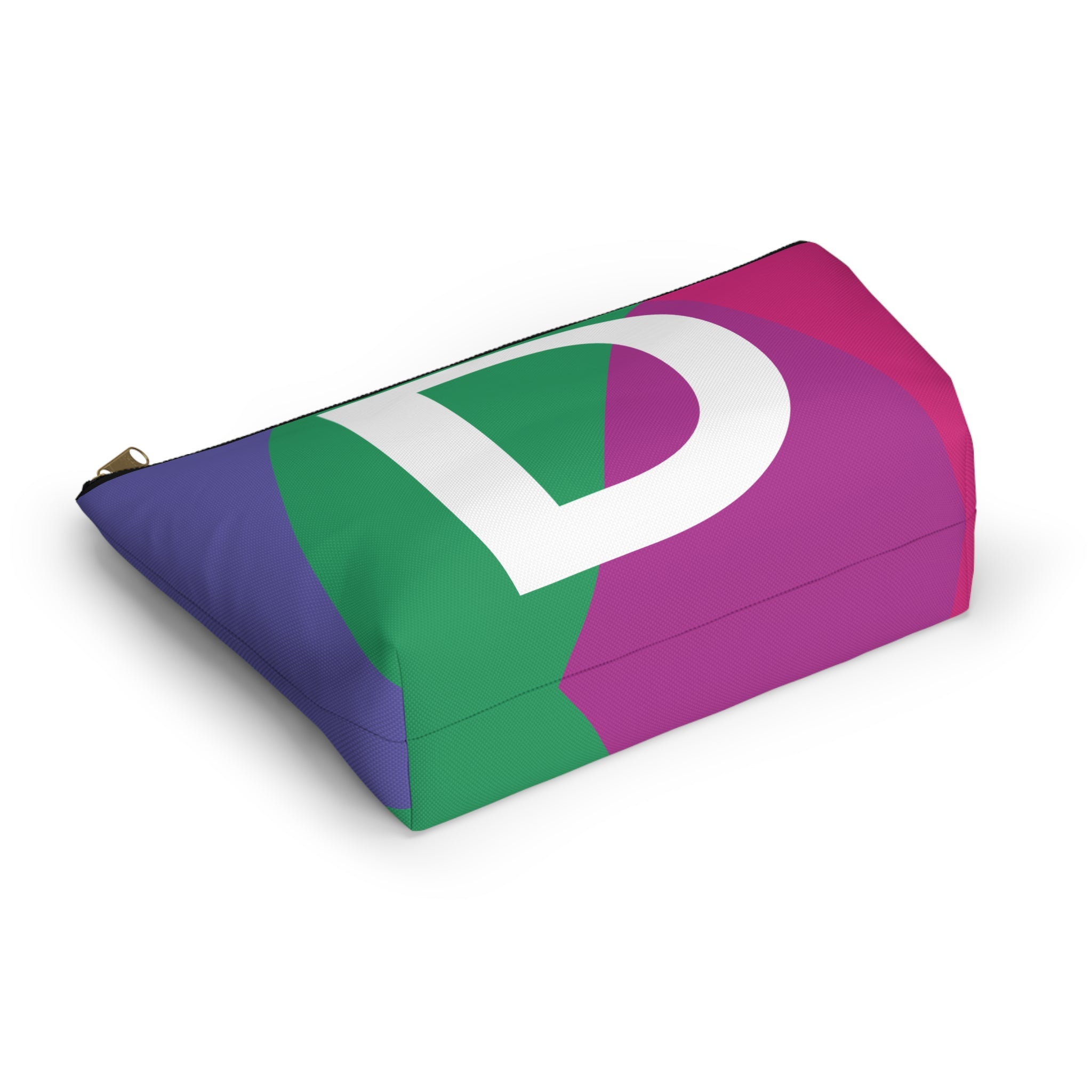 Initials Colorblock Accessory Pouch — Monogram D T-Bottom Cosmetic Bag