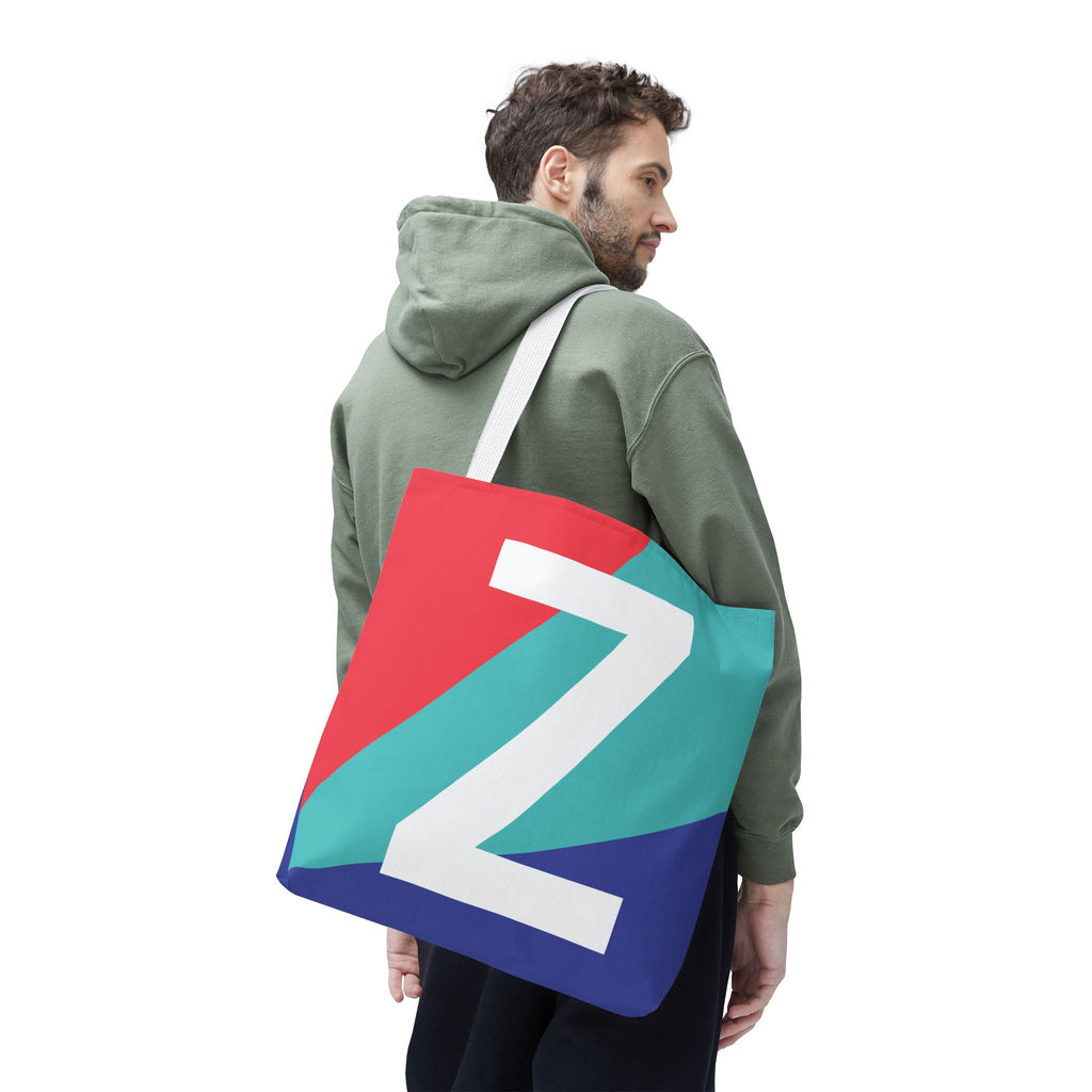 Monogram 'Z' Colorblock Tote Bag — Personalized Initial Z Shoulder Tote