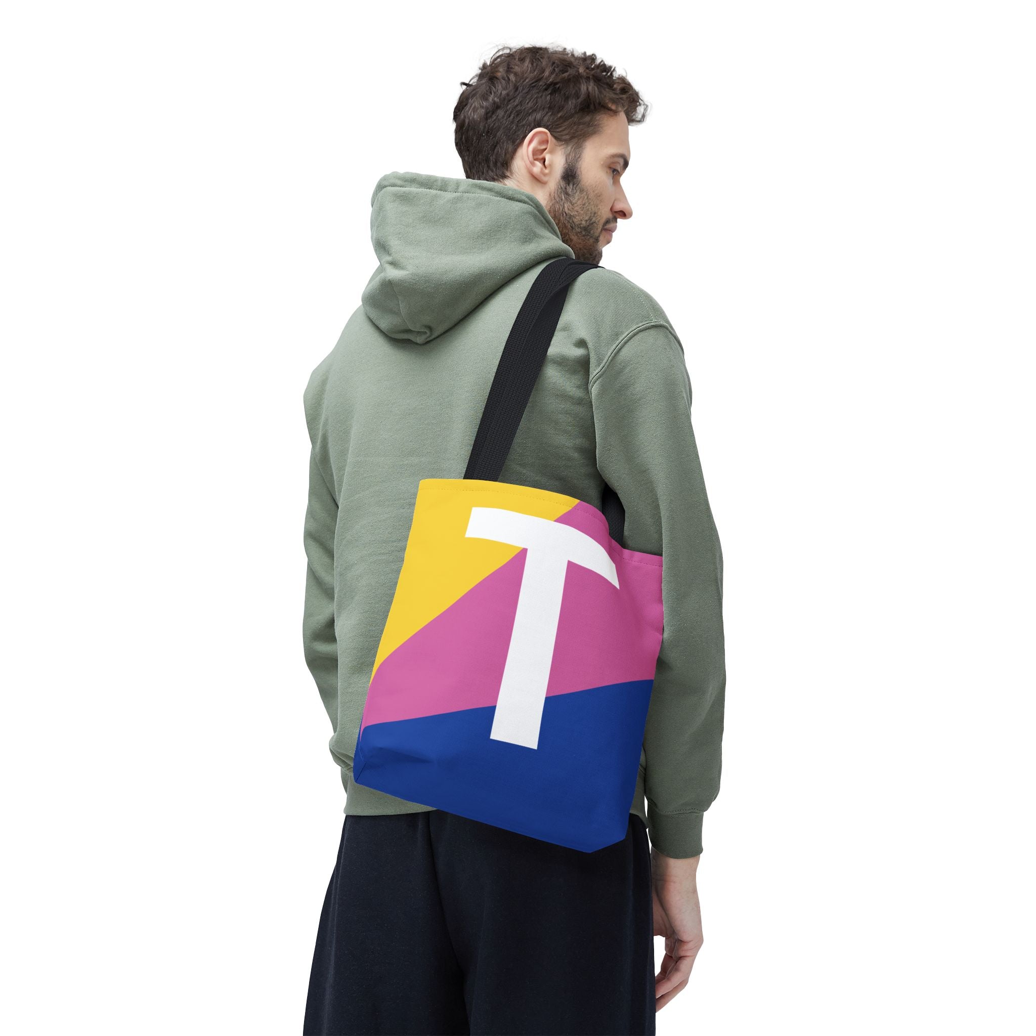 Monogram 'T' Colorblock Tote Bag — Personalized Initial T Shoulder Tote