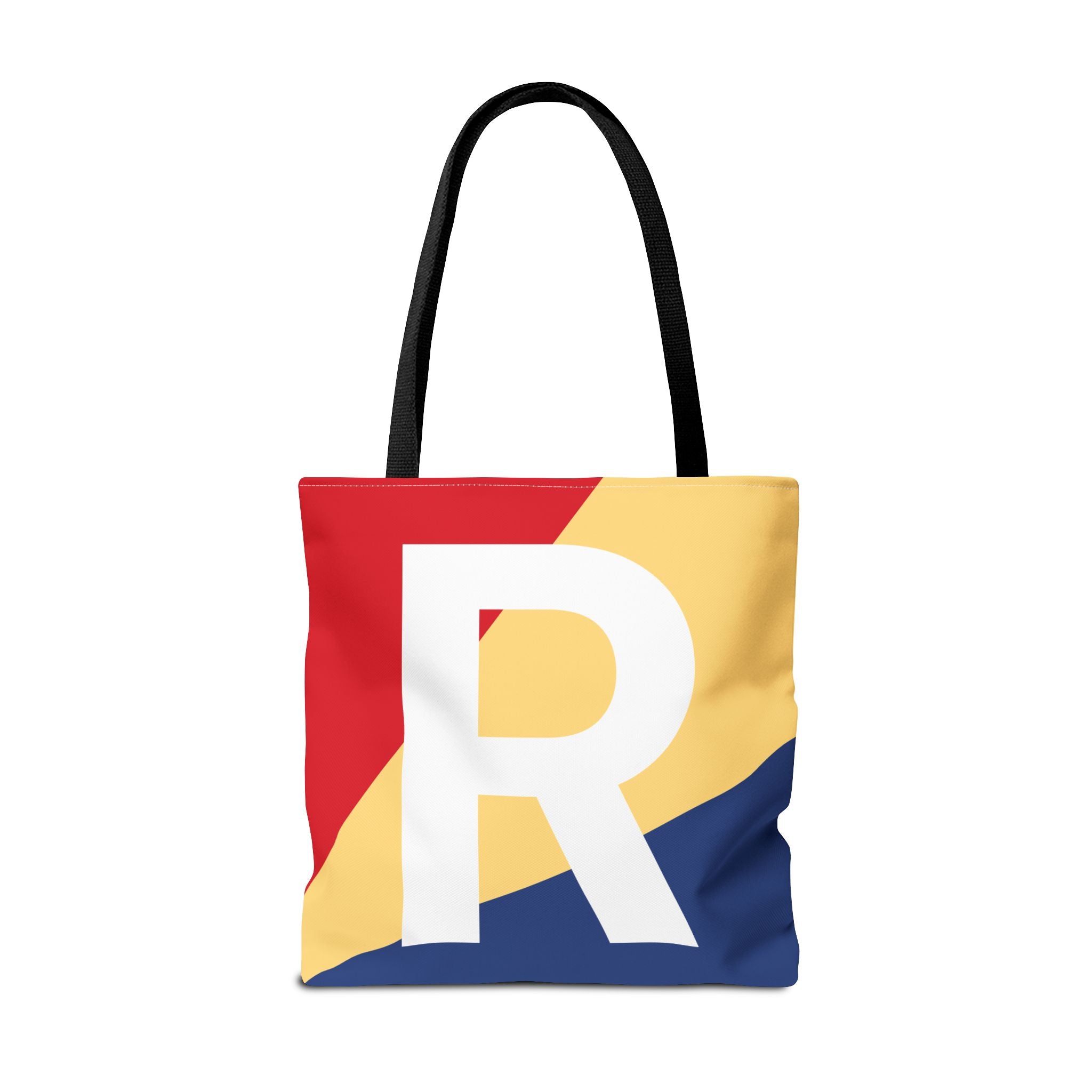 Monogram 'R' Colorblock Tote Bag — Personalized Initial R Shoulder Tote