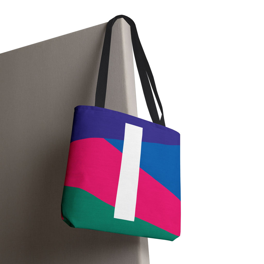 Monogram 'I' Colorblock Tote Bag — Personalized Initial I Shoulder Tote