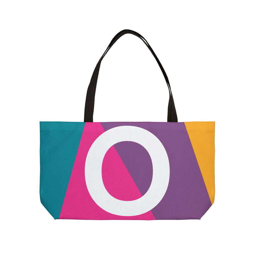 Personalized 'O' Colorblock Tote Bag — Monogram Weekender Tote