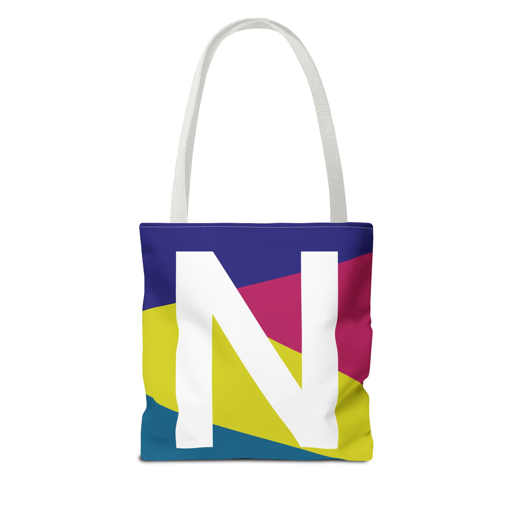 Monogram 'N' Colorblock Tote Bag — Personalized Initial N Shoulder Tote