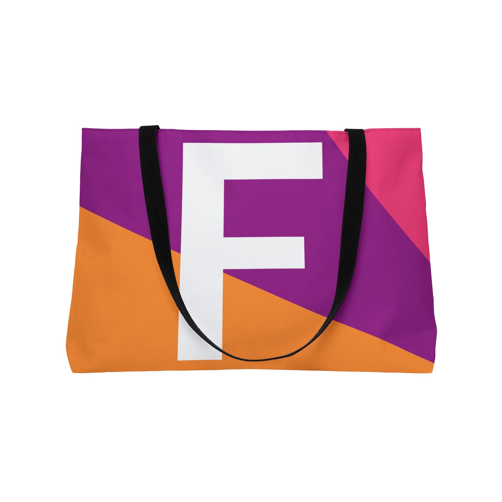 Personalized 'F' Colorblock Tote Bag — Monogram Weekender Tote