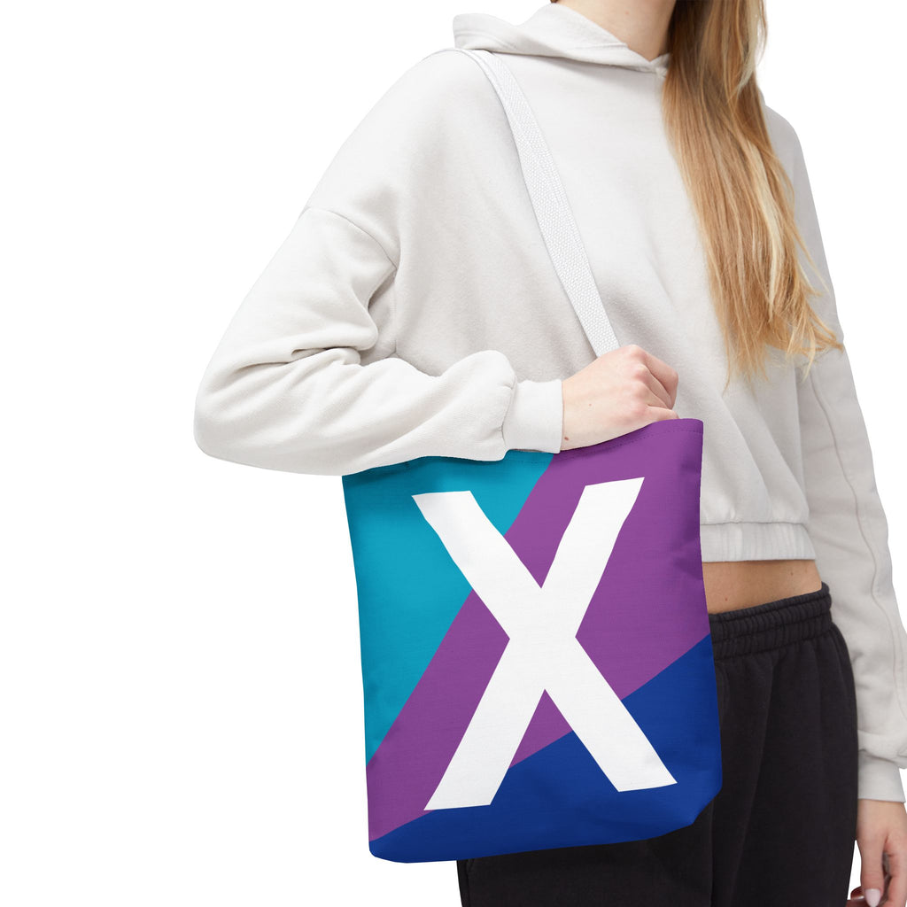Monogram 'X' Colorblock Tote Bag — Personalized Initial X Shoulder Tote