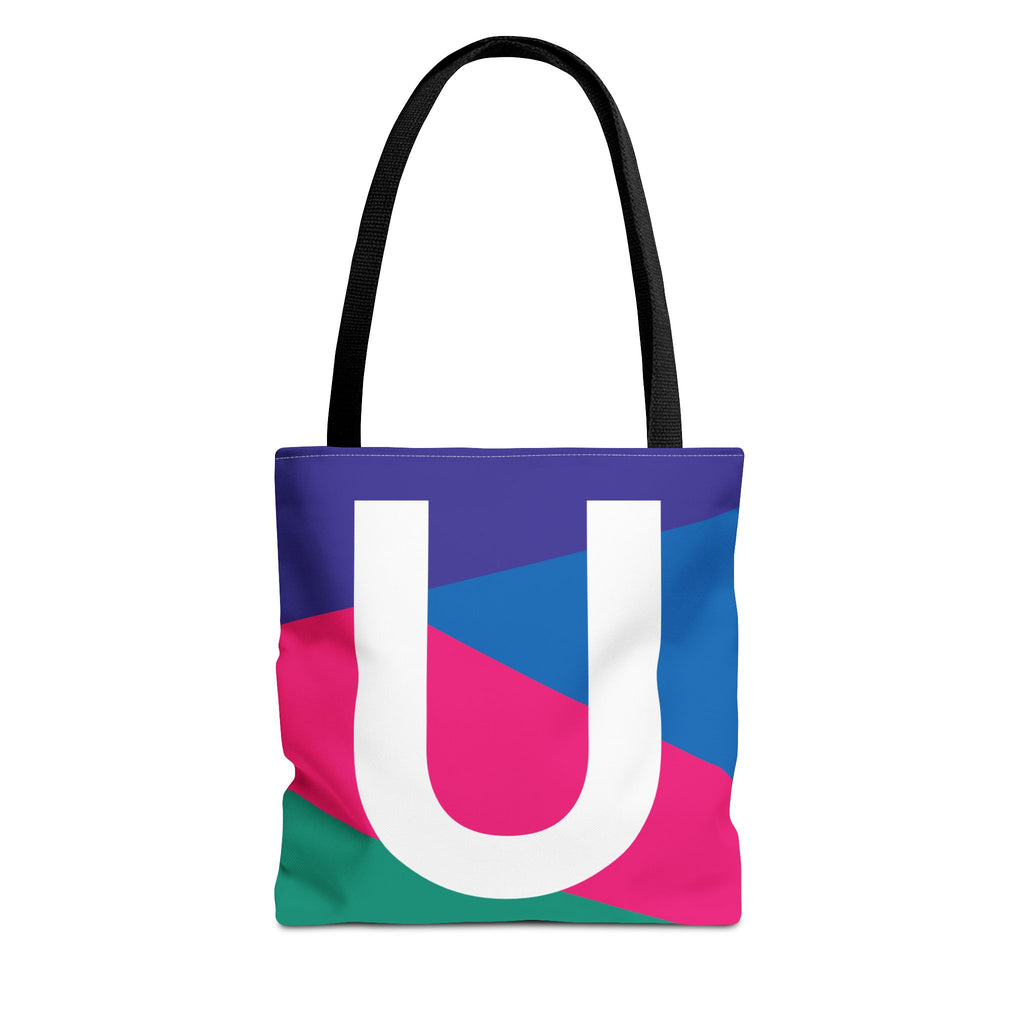 Monogram 'U' Colorblock Tote Bag — Personalized Initial U Shoulder Tote
