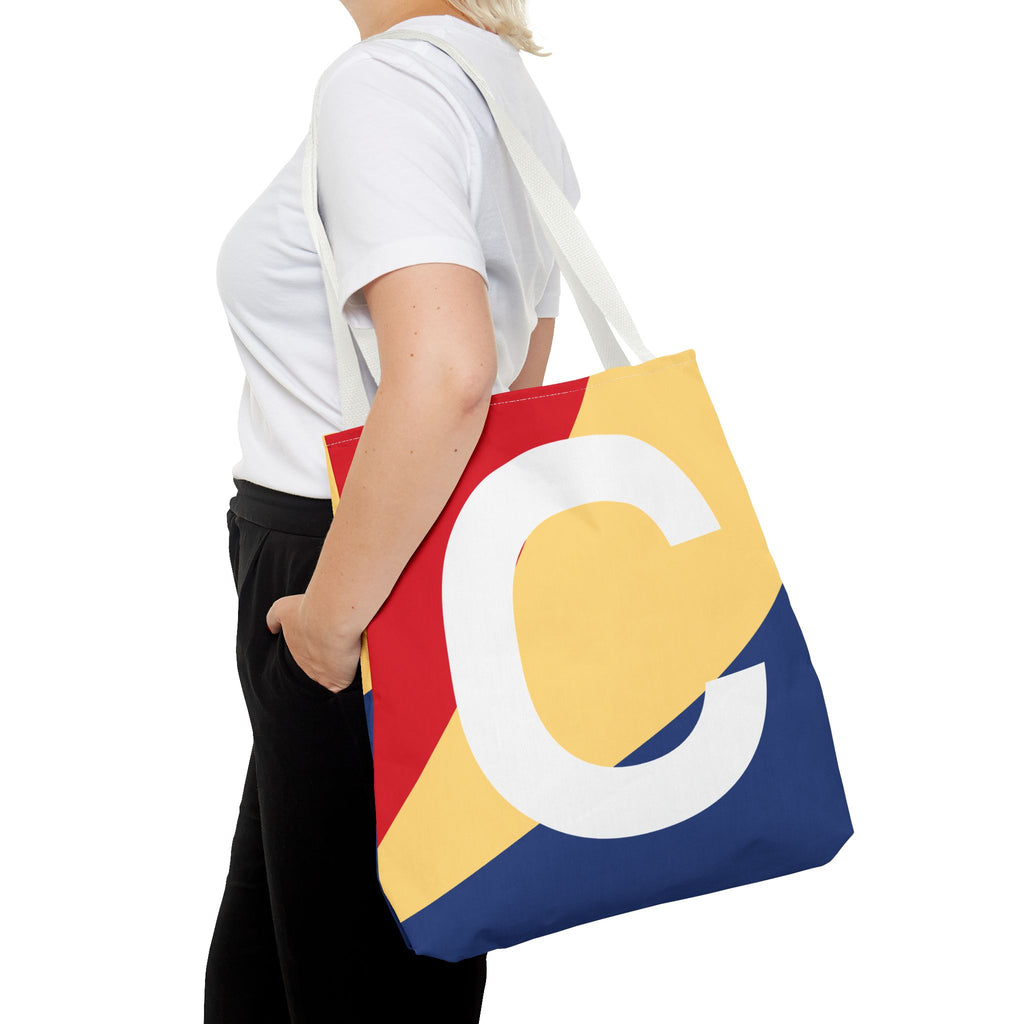 Monogram 'C' Colorblock Tote Bag — Personalized Initial C Shoulder Tote