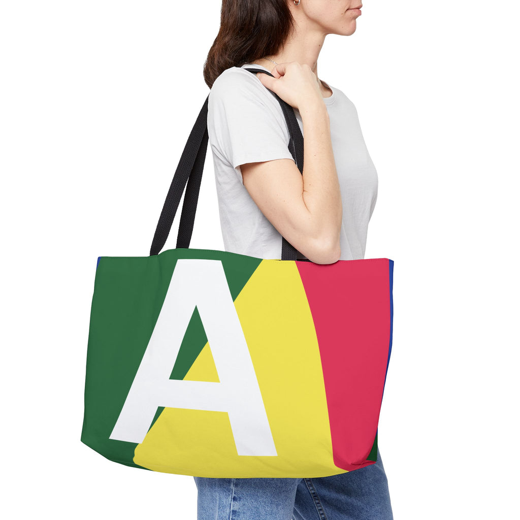 Personalized 'A' Colorblock Tote Bag — Monogram Weekender Tote
