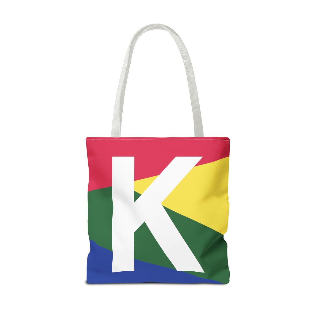 Monogram 'K' Colorblock Tote Bag — Personalized Initial K Shoulder Tote
