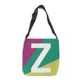 Initial Letter 'Z' Colorblock Adjustable Tote Bag — Monogram Alphabet Shoulder Bag
