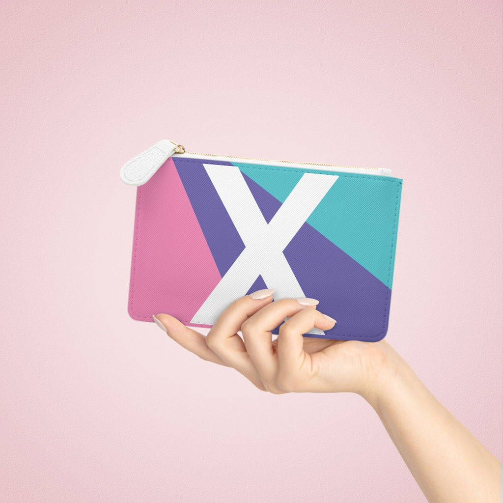 Initial X Mini Clutch — Colorblock Monogram Wristlet Wallet