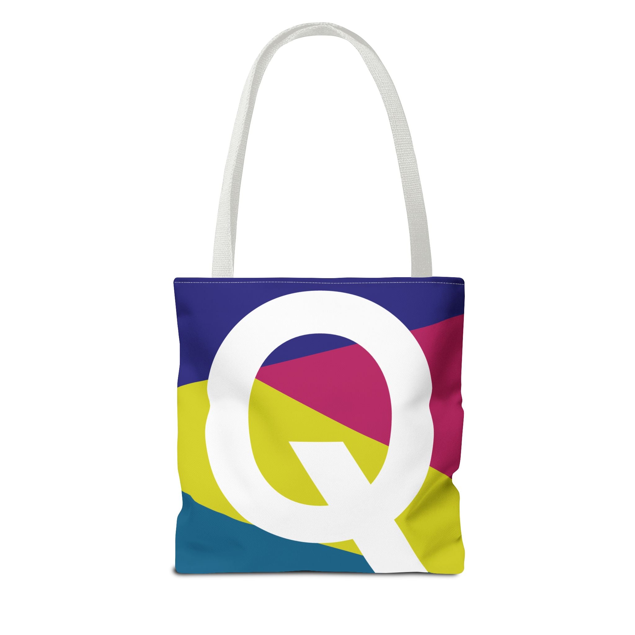 Monogram 'Q' Colorblock Tote Bag — Personalized Initial Q Shoulder Tote