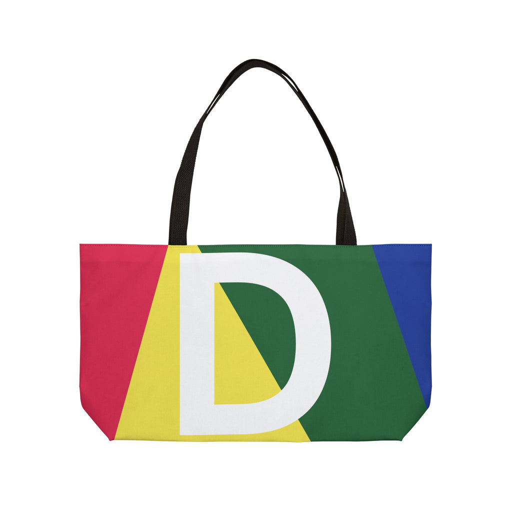 Personalized 'D' Colorblock Tote Bag — Monogram Weekender Tote