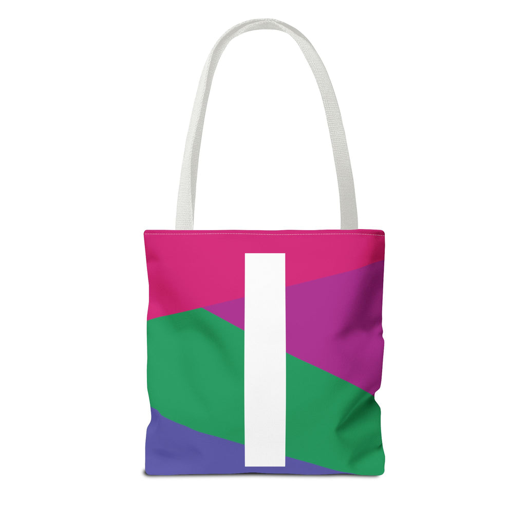 Monogram 'I' Colorblock Tote Bag — Personalized Initial I Shoulder Tote
