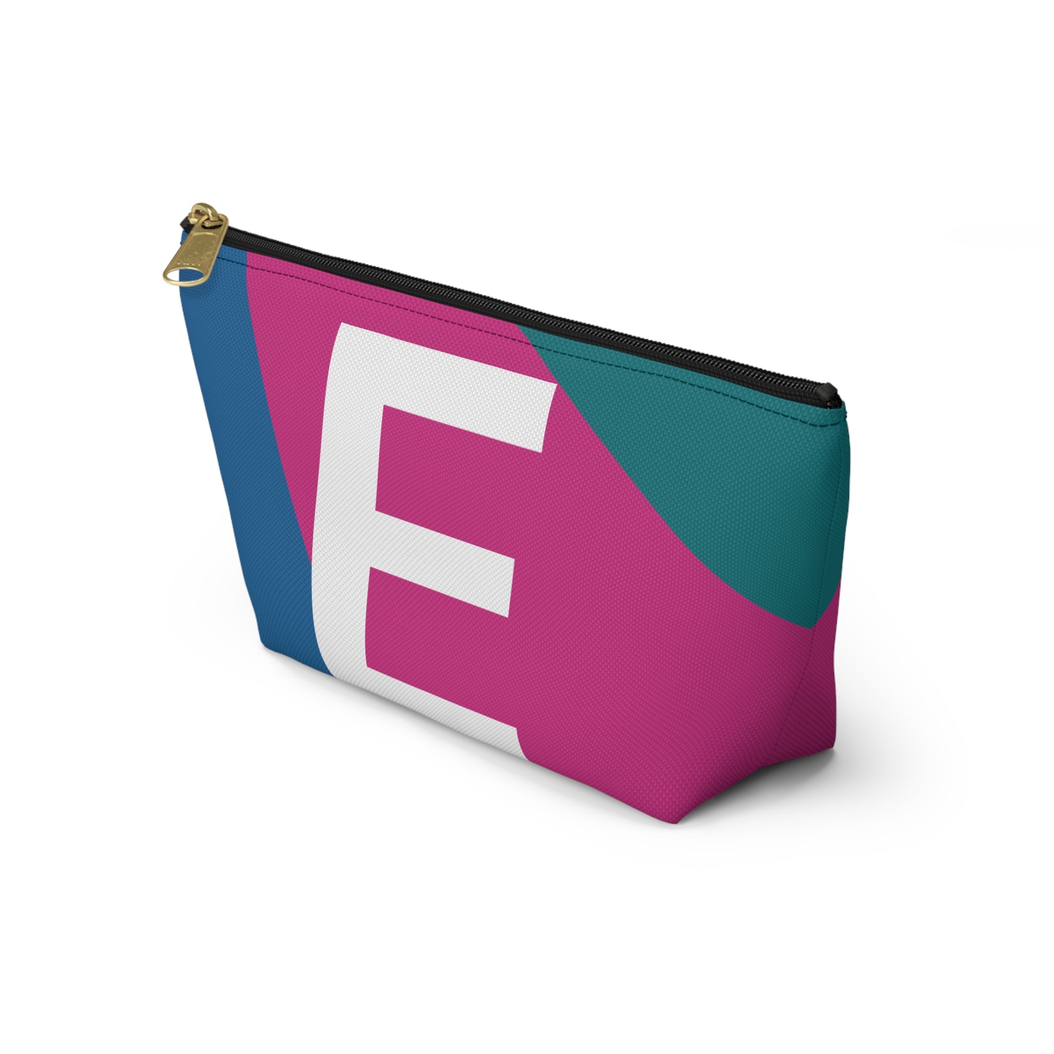 Initials Colorblock Accessory Pouch — Monogram E T-Bottom Cosmetic Bag