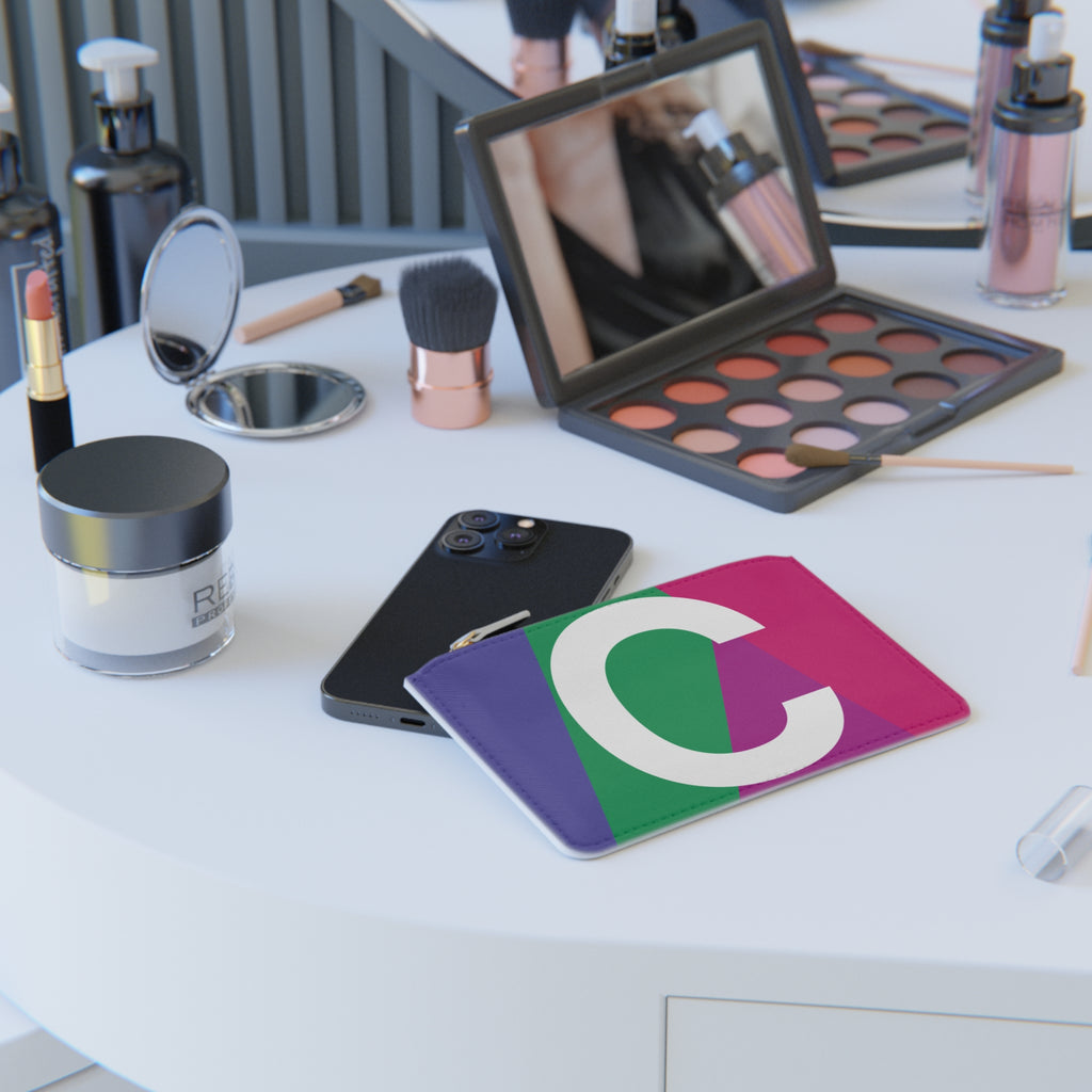 Initial C Mini Clutch — Colorblock Monogram Wristlet Wallet