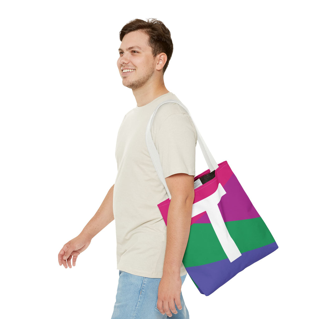 Monogram 'T' Colorblock Tote Bag — Personalized Initial T Shoulder Tote