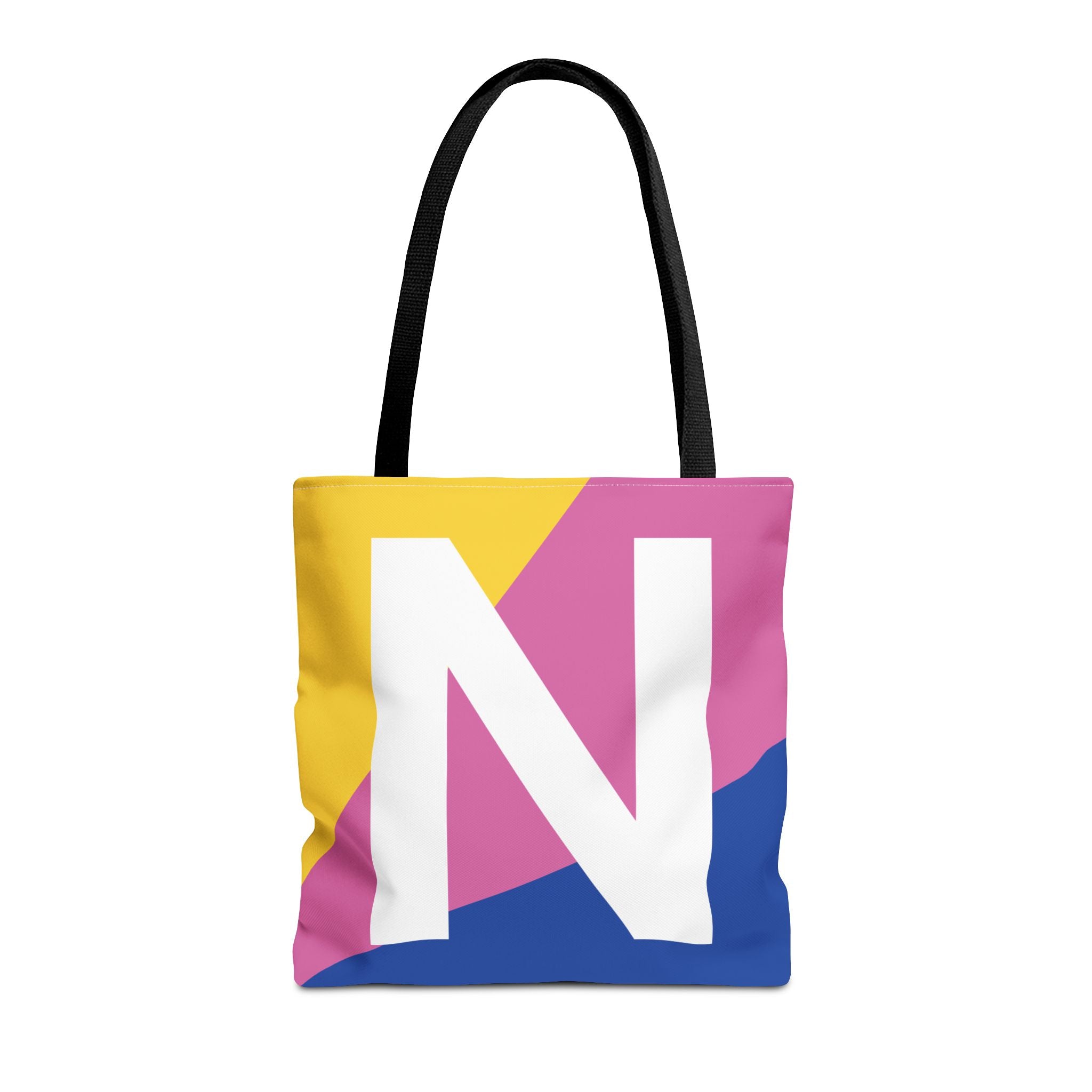 Monogram 'N' Colorblock Tote Bag — Personalized Initial N Shoulder Tote