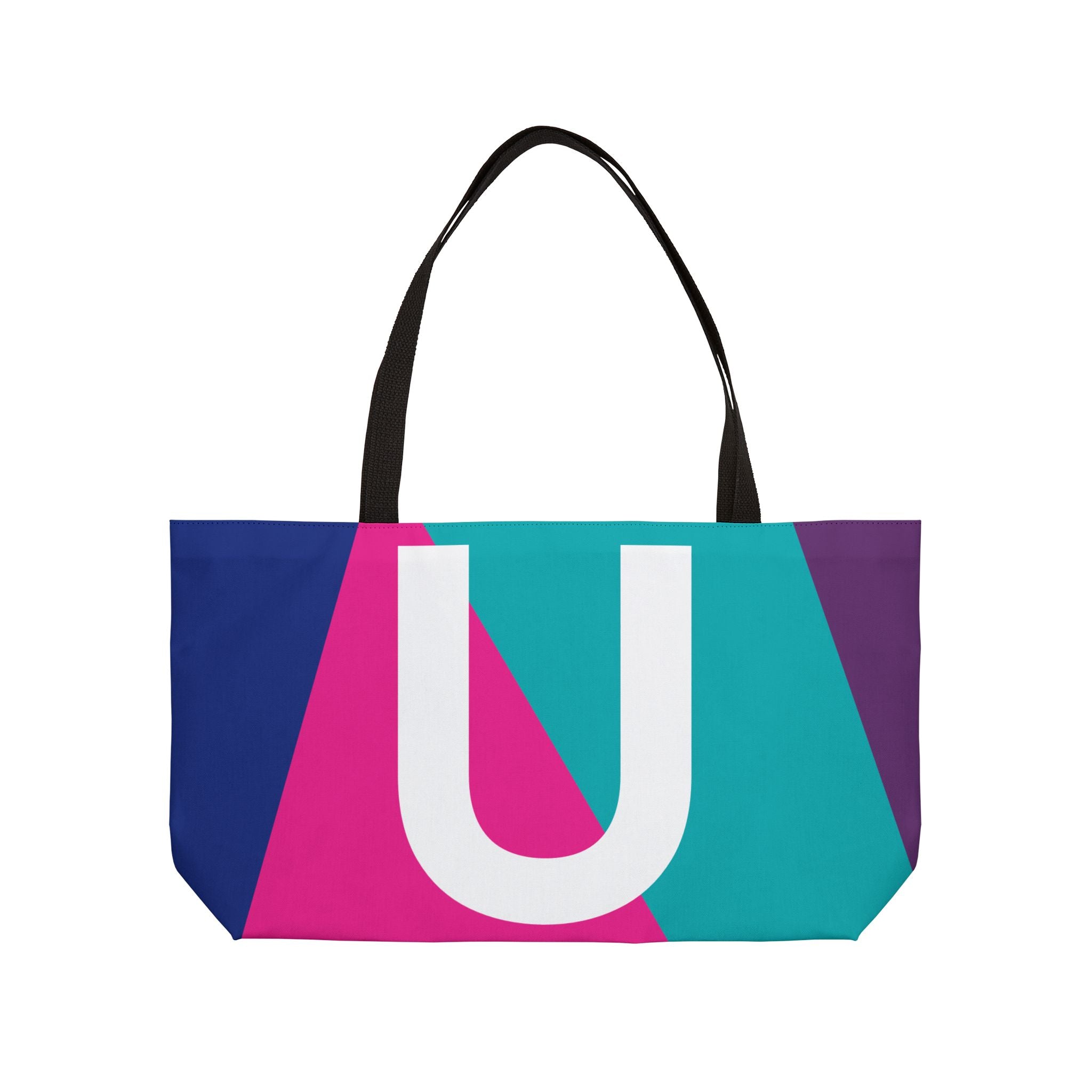Personalized 'U' Colorblock Tote Bag — Monogram Weekender Tote