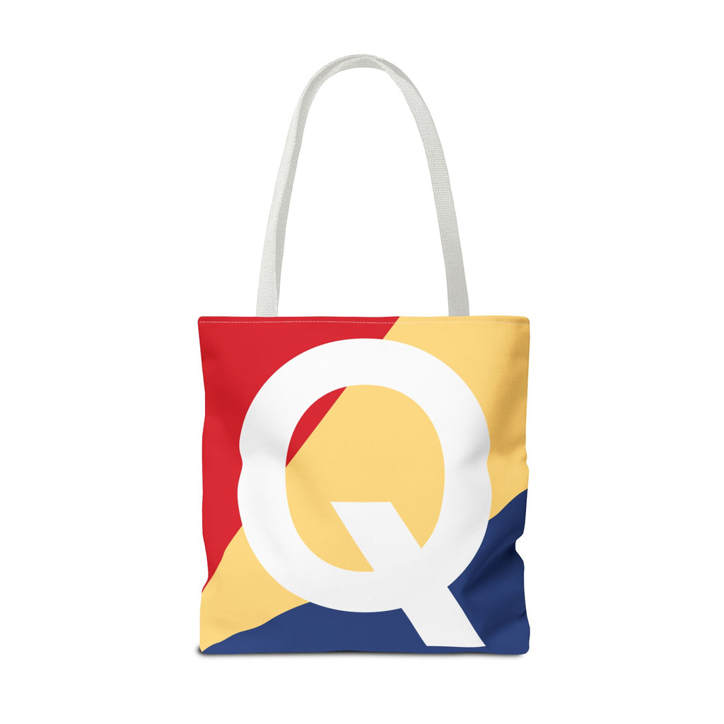 Monogram 'Q' Colorblock Tote Bag — Personalized Initial Q Shoulder Tote