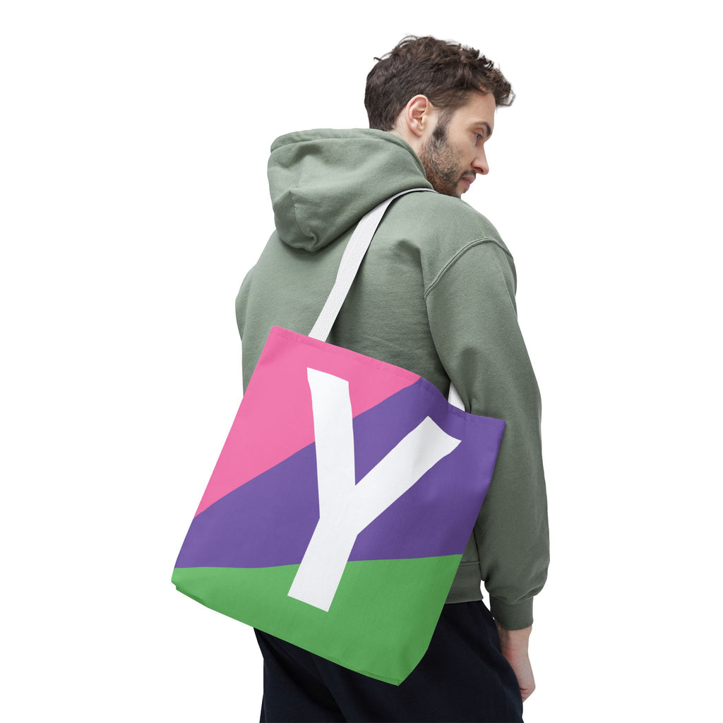 Monogram 'Y' Colorblock Tote Bag — Personalized Initial Y Shoulder Tote