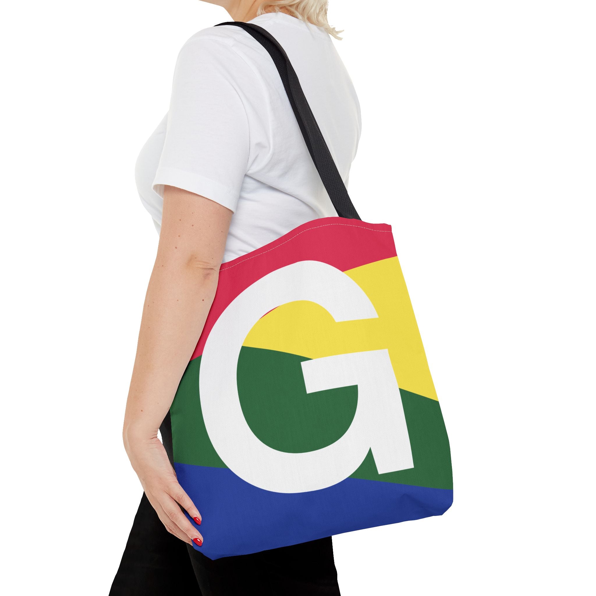 Monogram 'G' Colorblock Tote Bag — Personalized Initial G Shoulder Tote