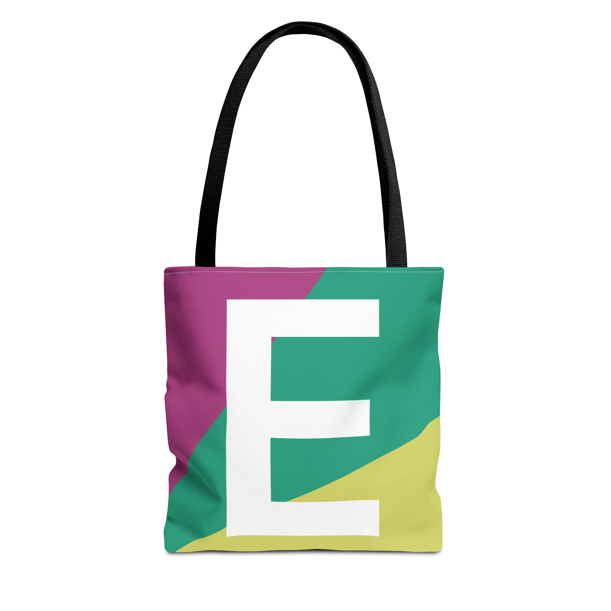 Monogram 'E' Colorblock Tote Bag — Personalized Initial E Shoulder Tote