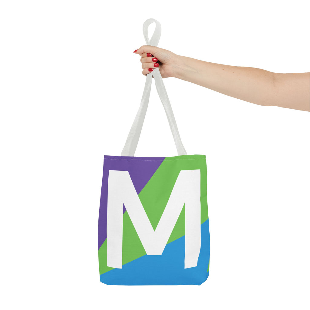 Monogram 'M' Colorblock Tote Bag — Personalized Initial M Shoulder Tote
