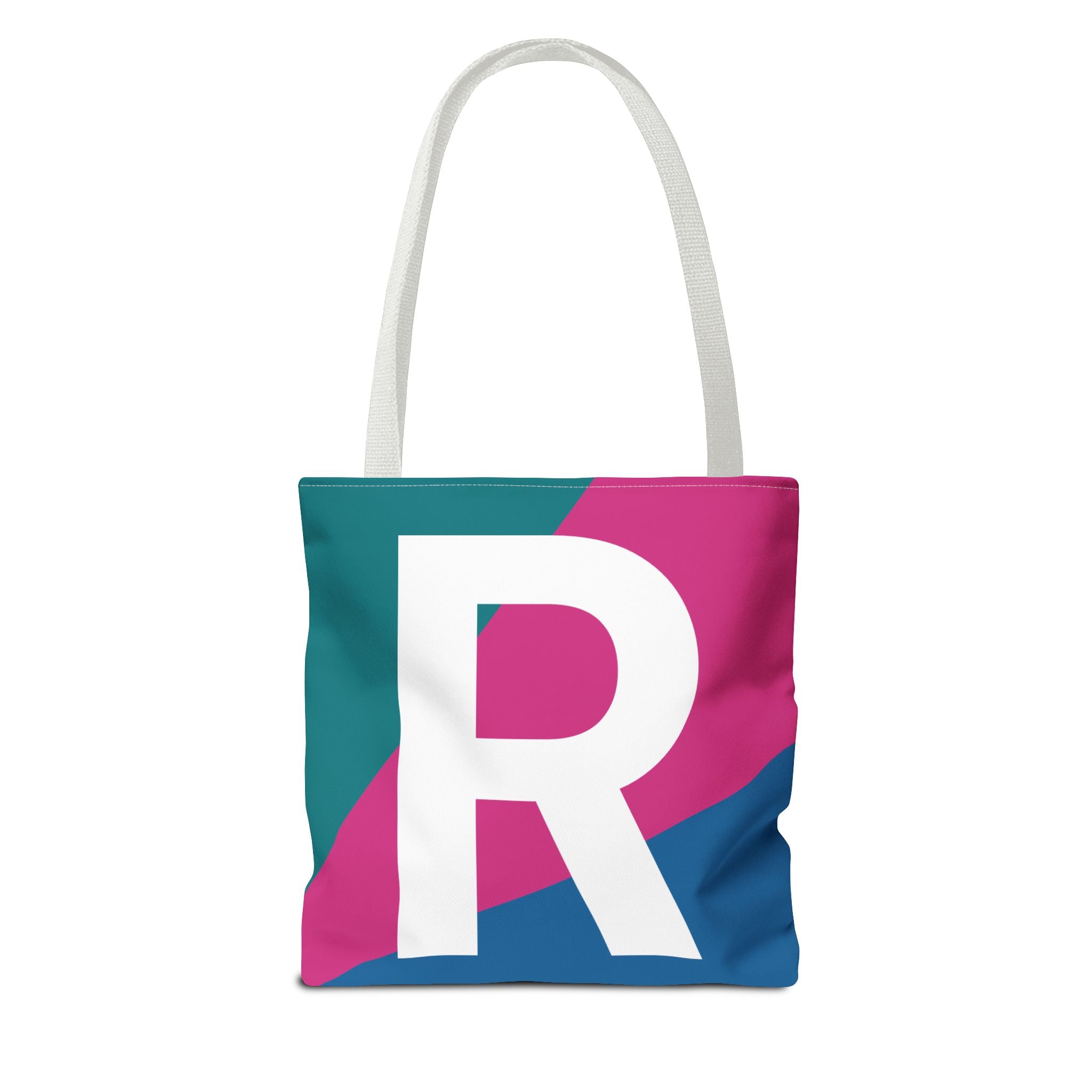 Monogram 'R' Colorblock Tote Bag — Personalized Initial R Shoulder Tote