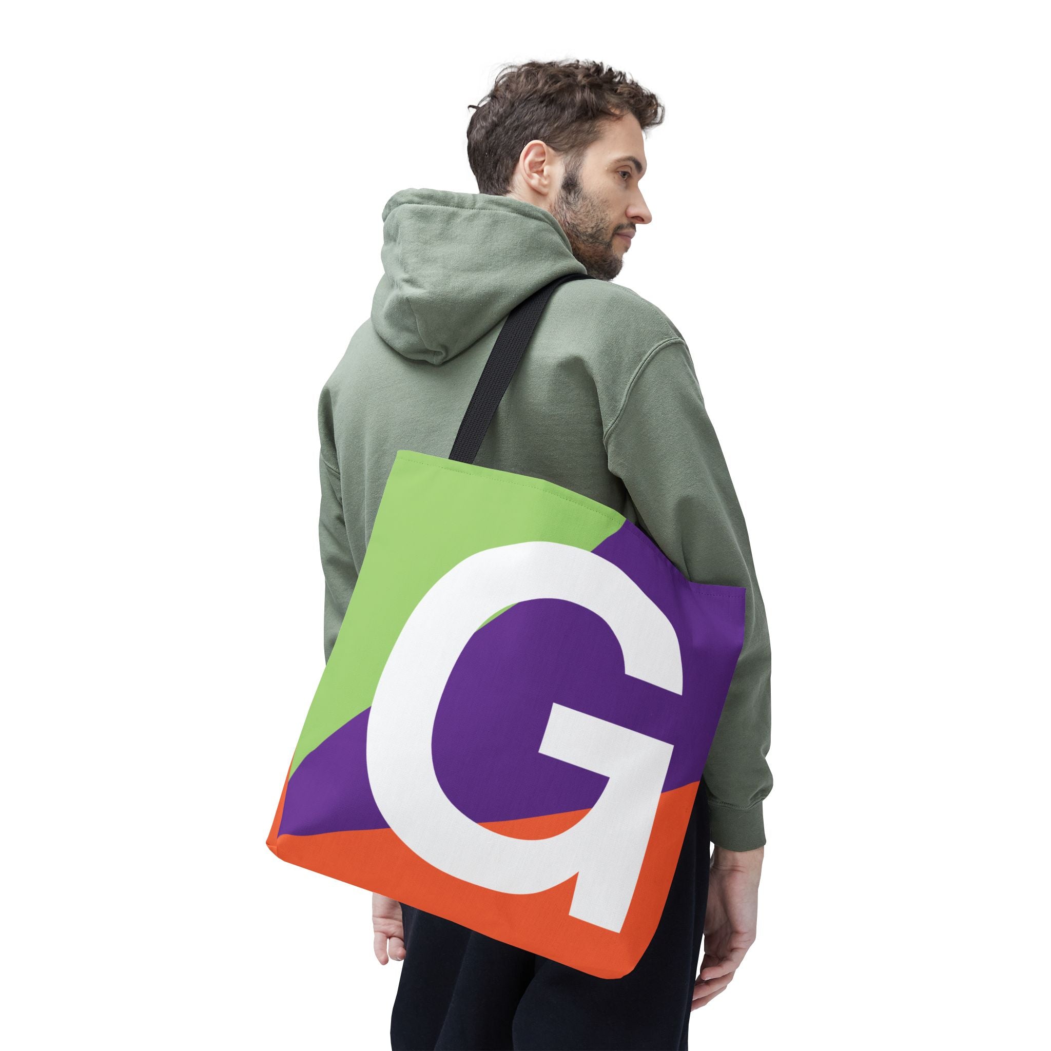 Monogram 'G' Colorblock Tote Bag — Personalized Initial G Shoulder Tote