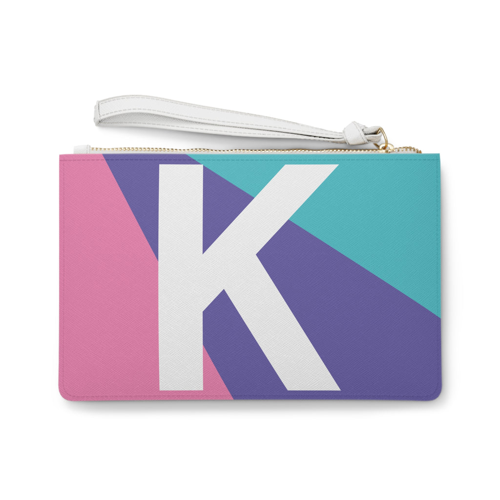 Monogram 'K' Colorblock Clutch Bag — Bold Geometric Wristlet for Everyday & Gifts