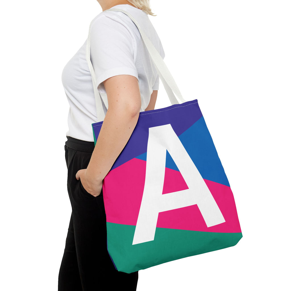 Monogram 'A' Colorblock Tote Bag — Personalized Initial A Shoulder Tote
