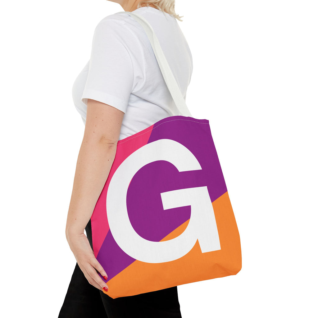 Monogram 'G' Colorblock Tote Bag — Personalized Initial G Shoulder Tote
