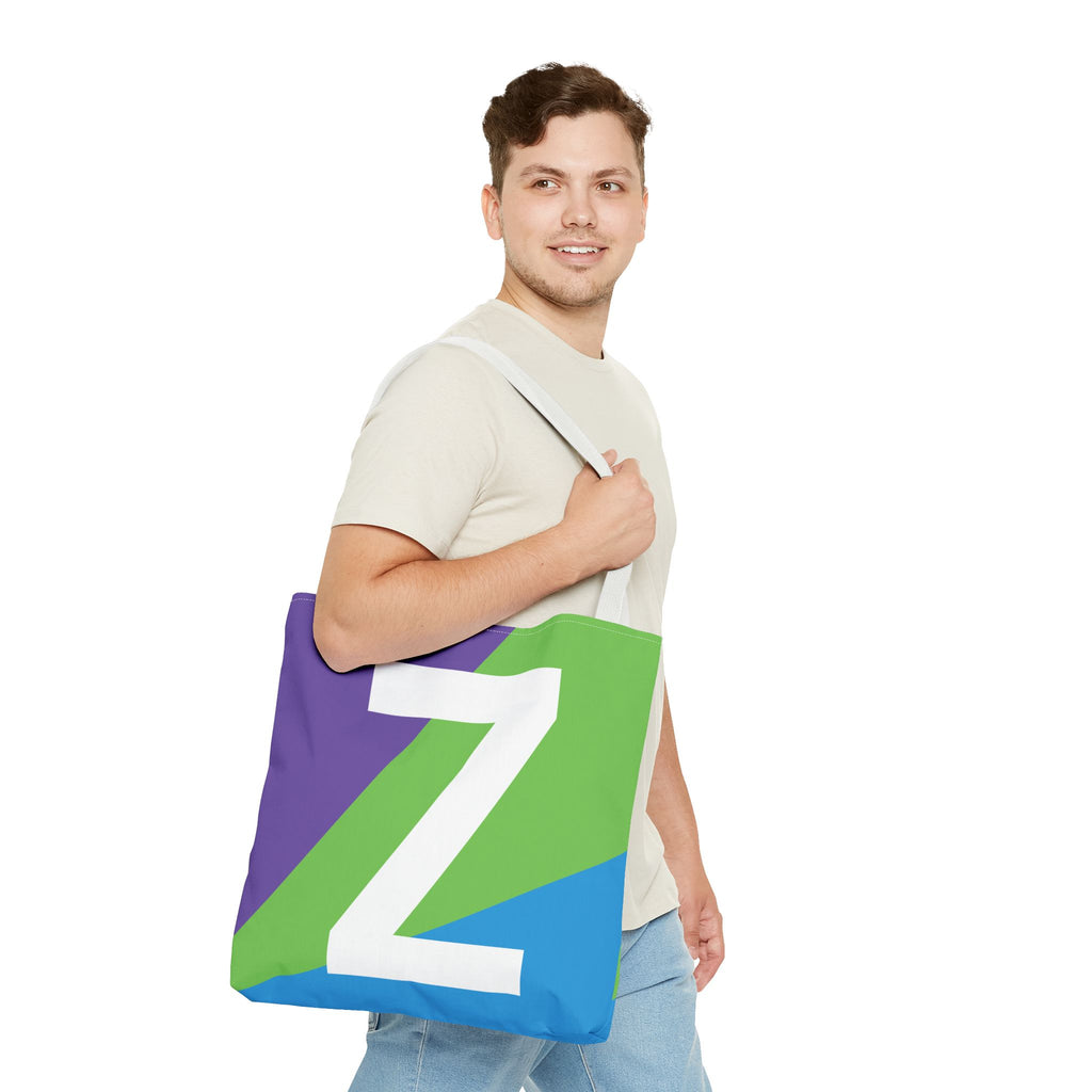 Monogram 'Z' Colorblock Tote Bag — Personalized Initial Z Shoulder Tote