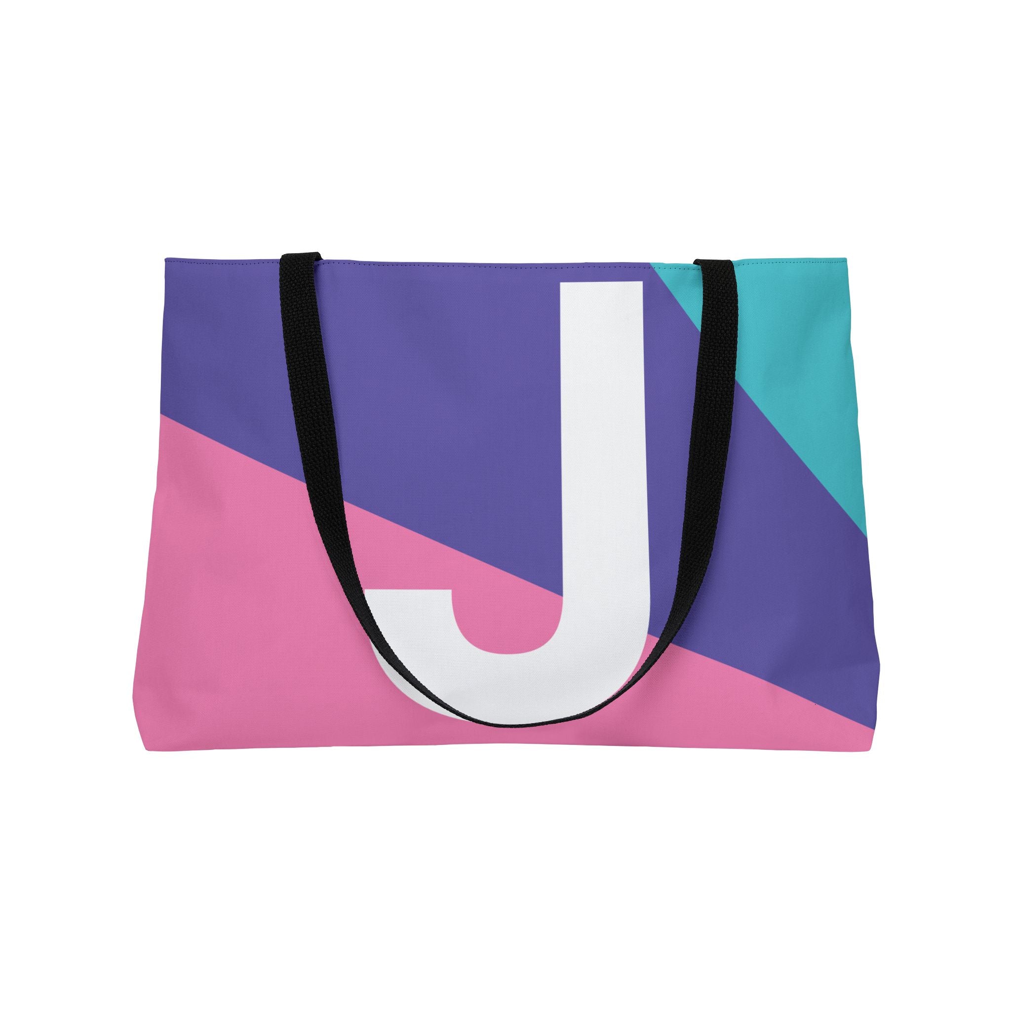 Personalized 'J' Colorblock Tote Bag — Monogram Weekender Tote