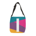 Initial Letter 'I' Colorblock Adjustable Tote Bag — Monogram Alphabet Shoulder Bag