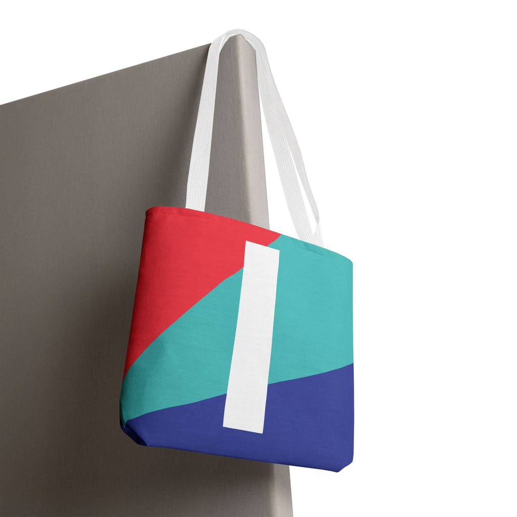 Monogram 'I' Colorblock Tote Bag — Personalized Initial I Shoulder Tote