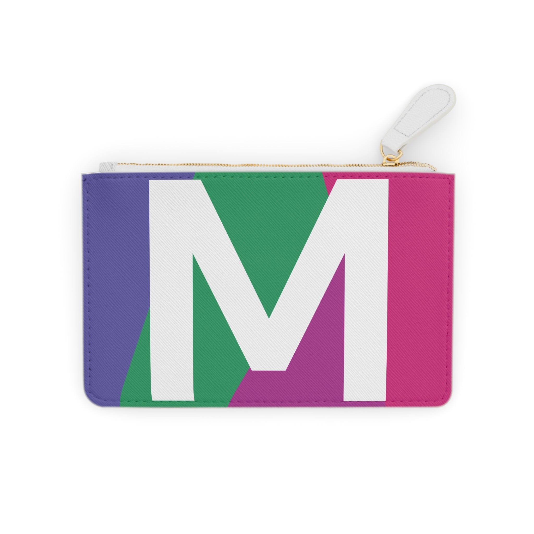 Initial M Mini Clutch — Colorblock Monogram Wristlet Wallet