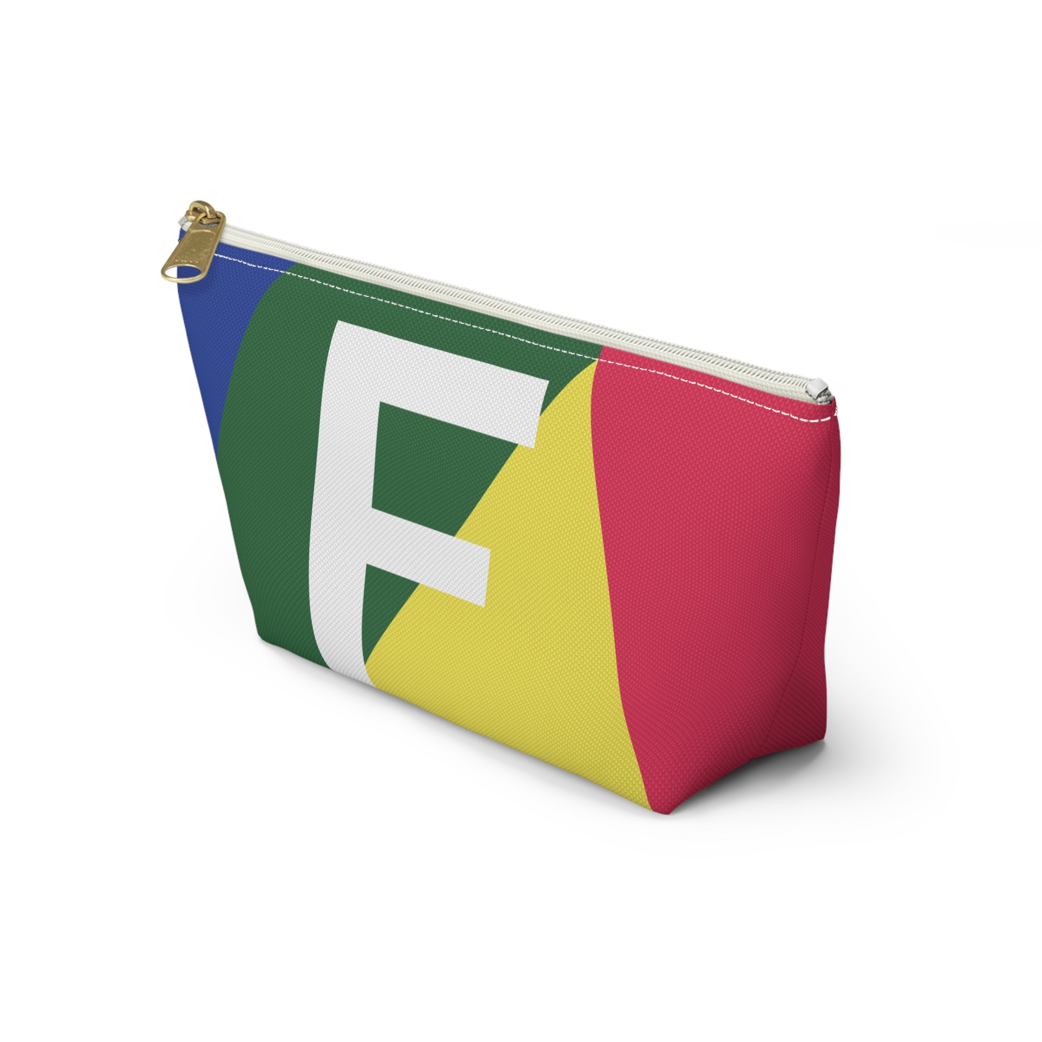 Initials Colorblock Accessory Pouch — Monogram F T-Bottom Cosmetic Bag