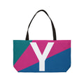Personalized 'Y' Colorblock Tote Bag — Monogram Weekender Tote