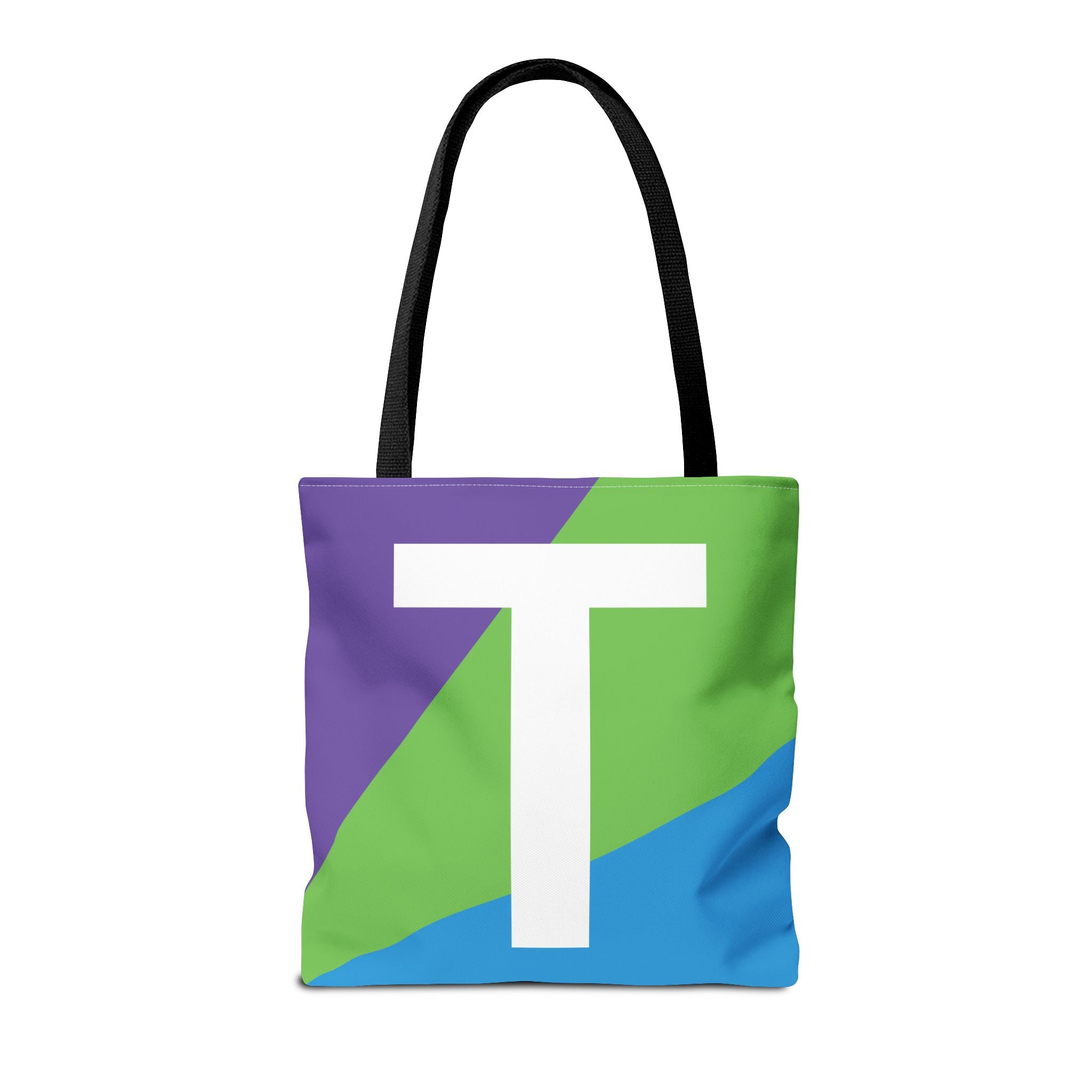 Monogram 'T' Colorblock Tote Bag — Personalized Initial T Shoulder Tote