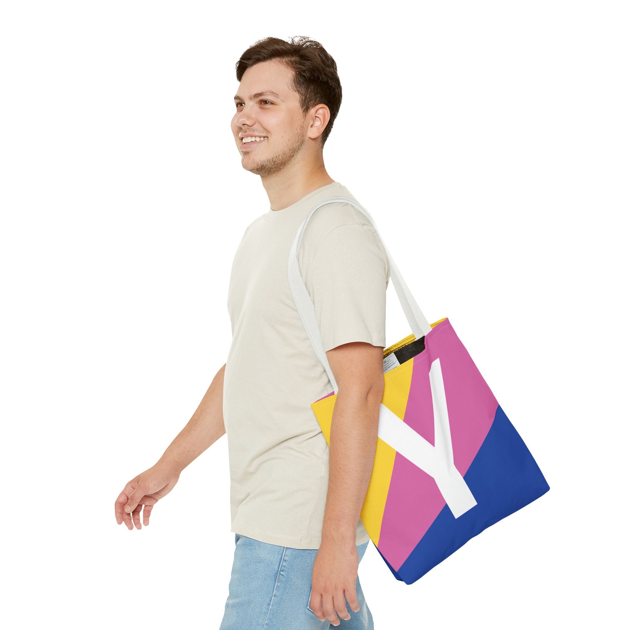 Monogram 'Y' Colorblock Tote Bag — Personalized Initial Y Shoulder Tote